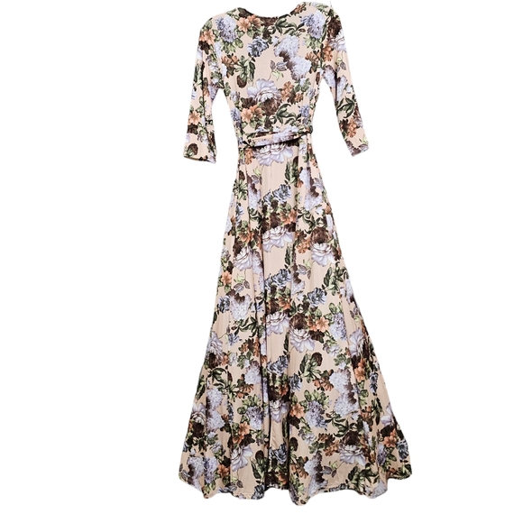 Nwt Pink Blush Blush Pink w/Peach,Lav/White Floral 3/4 Sleeve Jersey Maxidress - Picture 11 of 16